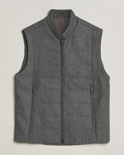 Stenströms Wool Alcantara Detail Light Padded Vest Grey