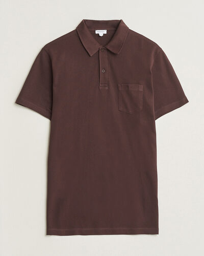 Sunspel Riviera Polo Shirt Dark Brown