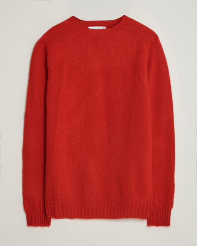 Harley Of Scotland Brushed Supersoft Lambswool Crewneck Cardinal