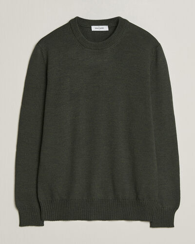 Gran Sasso Merino Knitted Crew Neck Olive Melange