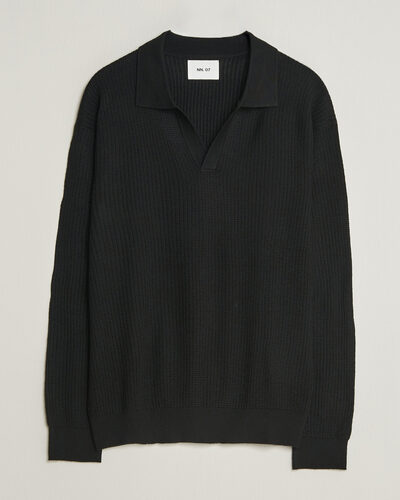 NN07 Nate Wool Knitted Polo Black