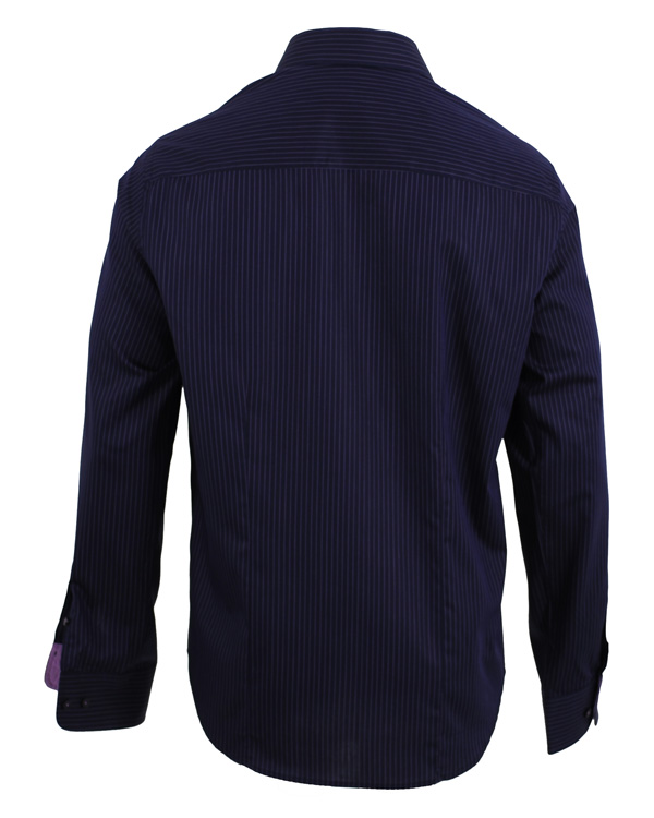 Heren | Overhemden | Oscar of Sweden | Skjorta Slim Fit Marin Botten Lila Rand L