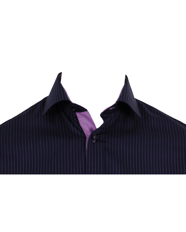 Heren | Overhemden | Oscar of Sweden | Skjorta Slim Fit Marin Botten Lila Rand L