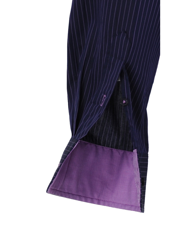 Heren | Overhemden | Oscar of Sweden | Skjorta Slim Fit Marin Botten Lila Rand L