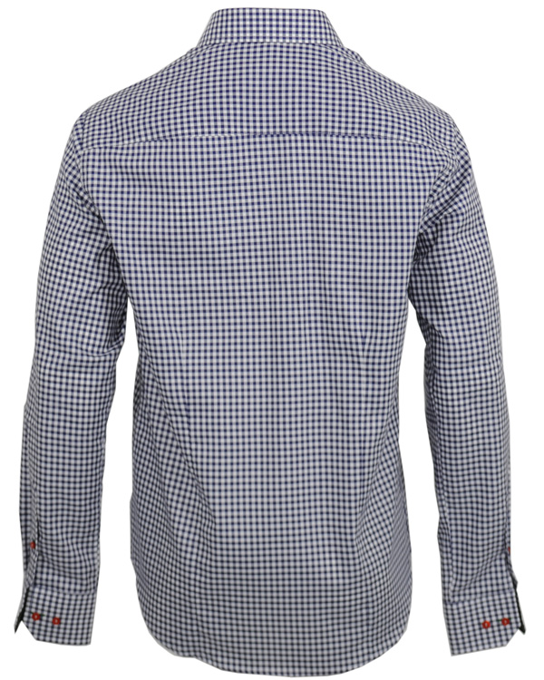 Heren | Overhemden | Oscar of Sweden | Slim Fit Skjorta Bardot-ruta Blåvit