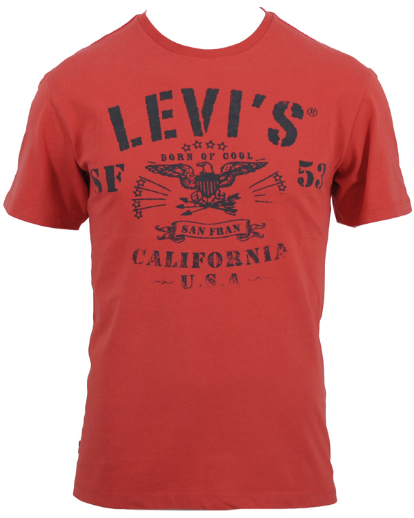 Heren | T-shirts | Levi's | Levis SS Eagle 53 Logo Tee Sun Down Red