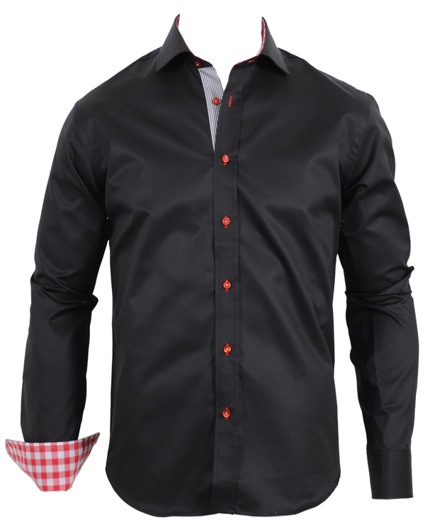 Heren | Overhemden | Oscar of Sweden | Oscar Slim Fit Skjorta Svart Kontrast M