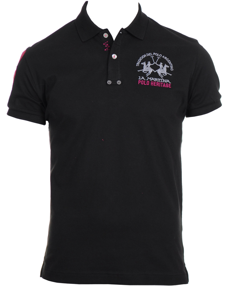 Heren | Polo's | La Martina | Replica Piquet Stretch Black