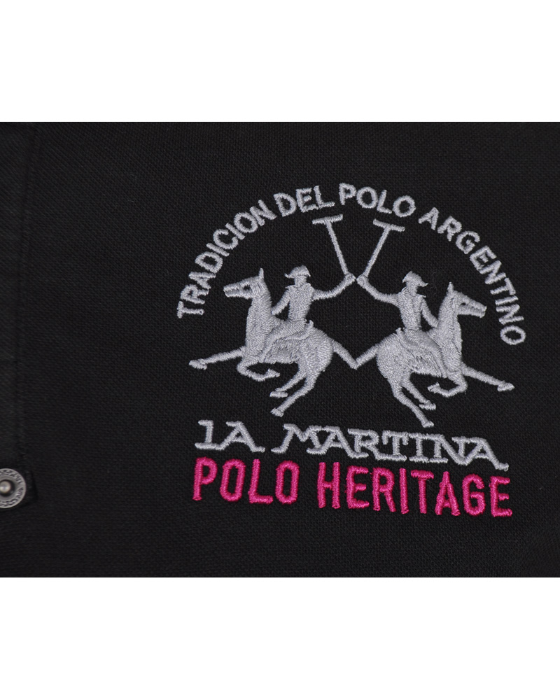 Heren | Polo's | La Martina | Replica Piquet Stretch Black