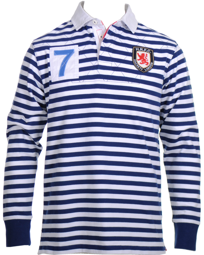 Heren | Truien | Hackett | London Quilt Stripe Rugger Blue/White