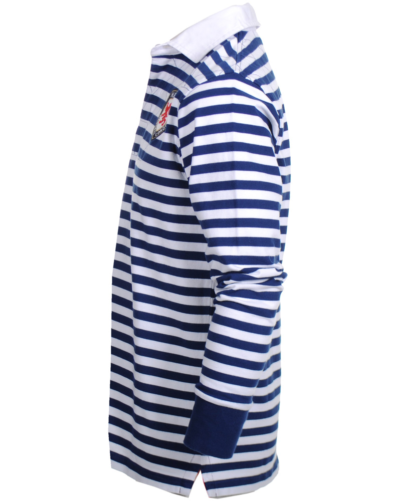 Heren | Truien | Hackett | London Quilt Stripe Rugger Blue/White