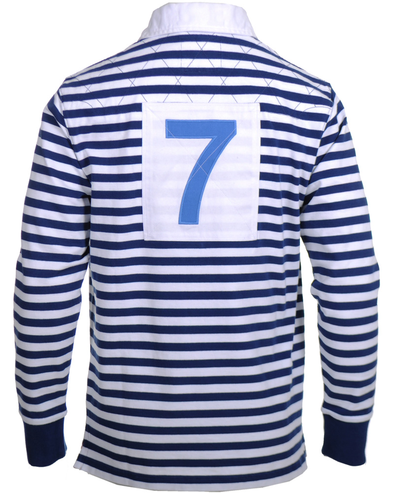 Heren | Truien | Hackett | London Quilt Stripe Rugger Blue/White