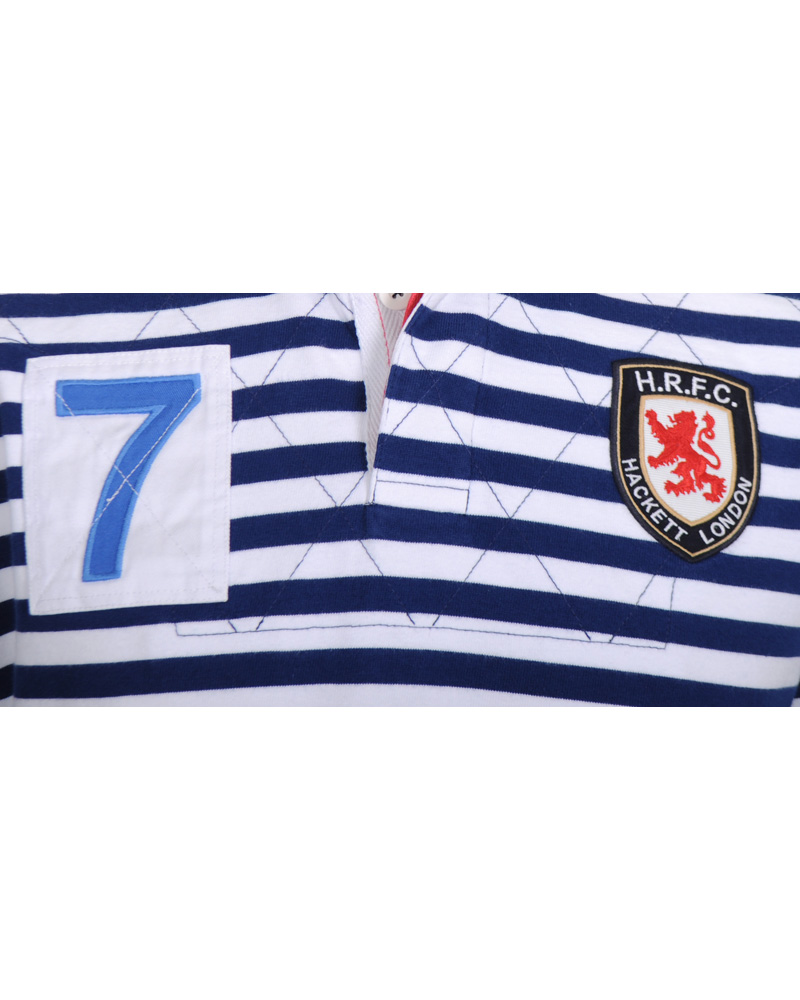 Heren | Truien | Hackett | London Quilt Stripe Rugger Blue/White