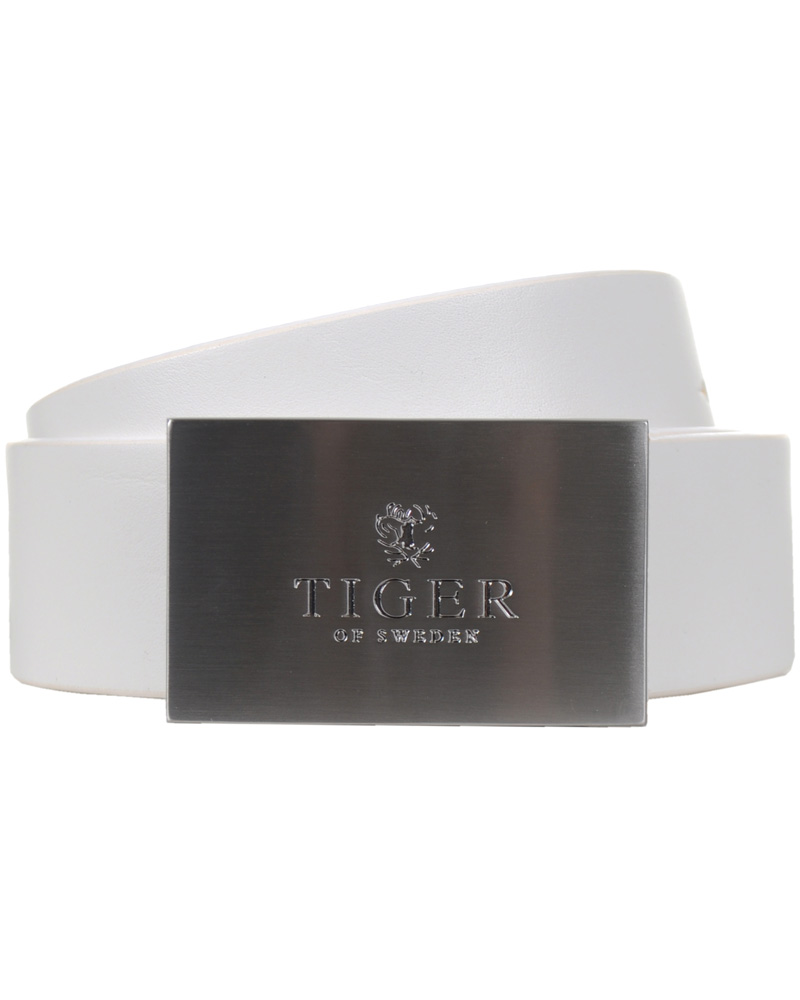 Heren | Tiger of Sweden Leather Logo Belt White | Tiger of Sweden | Leather Logo Belt White
