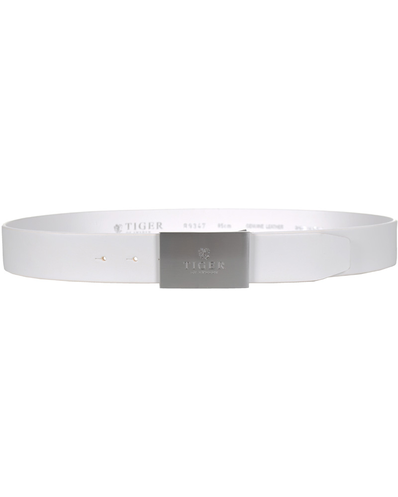 Heren | Tiger of Sweden Leather Logo Belt White | Tiger of Sweden | Leather Logo Belt White