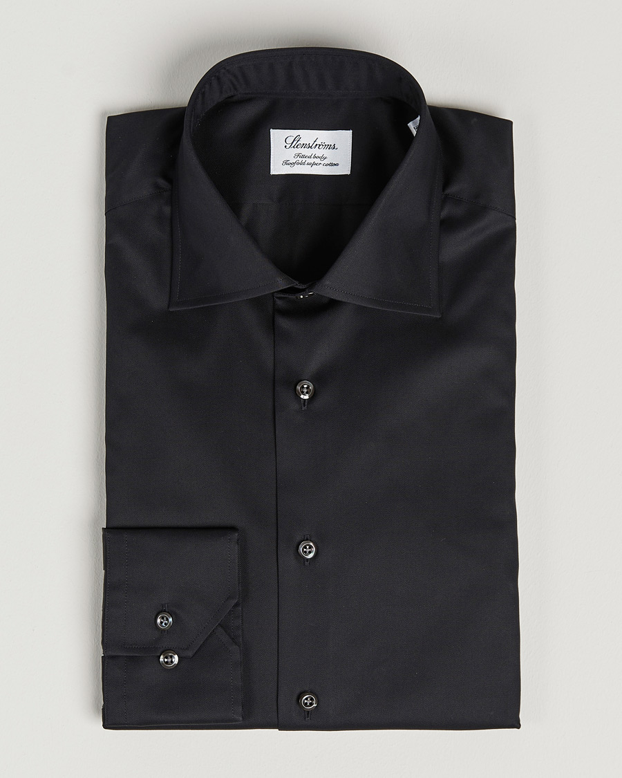Heren | Zakelijke overhemden | Stenströms | Fitted Body Shirt Black
