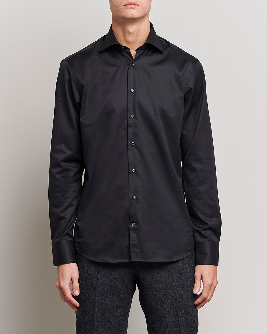 Heren | Zakelijke overhemden | Stenströms | Fitted Body Shirt Black