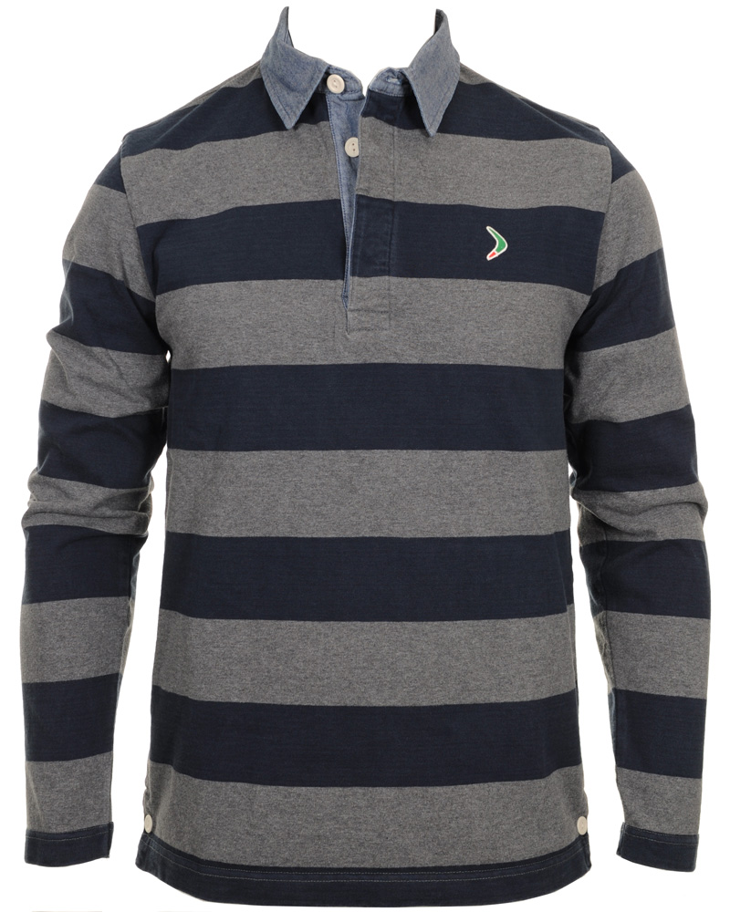 Heren | Truien | Boomerang | Rudolf Block Striped Rugby Grey Melange