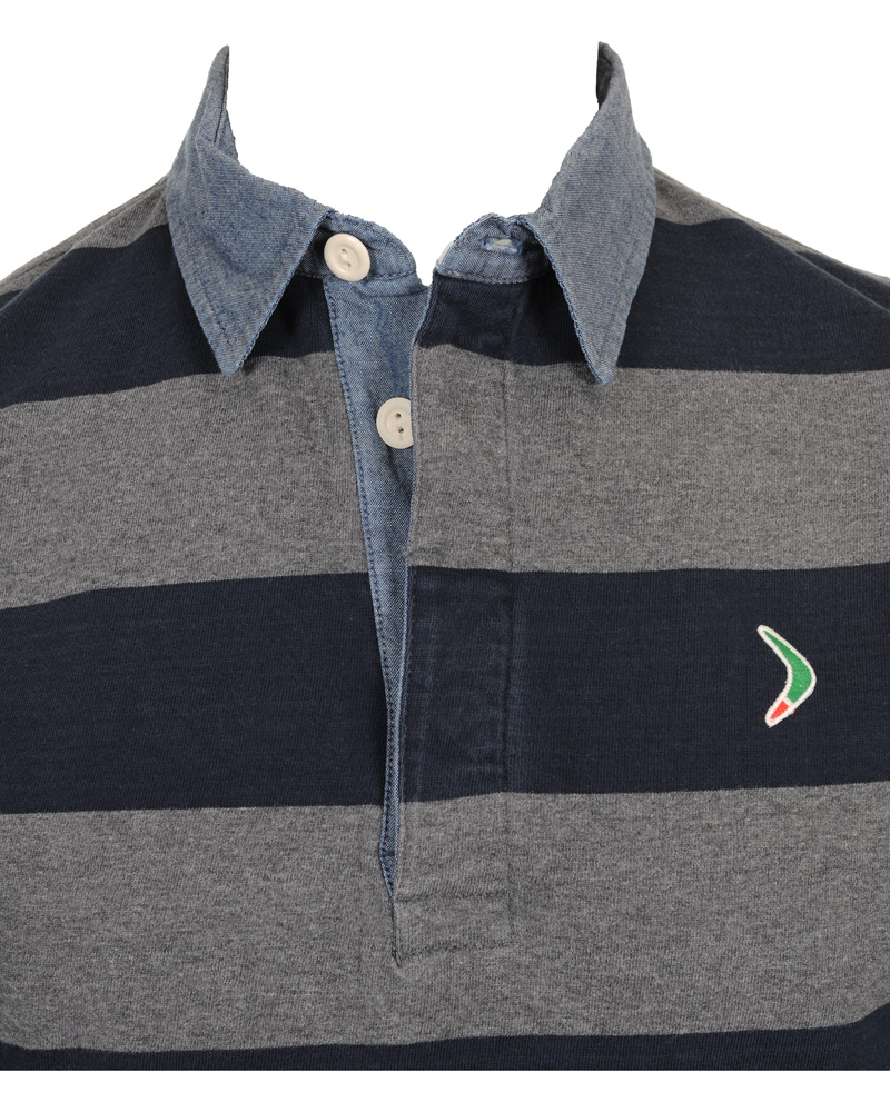 Heren | Truien | Boomerang | Rudolf Block Striped Rugby Grey Melange