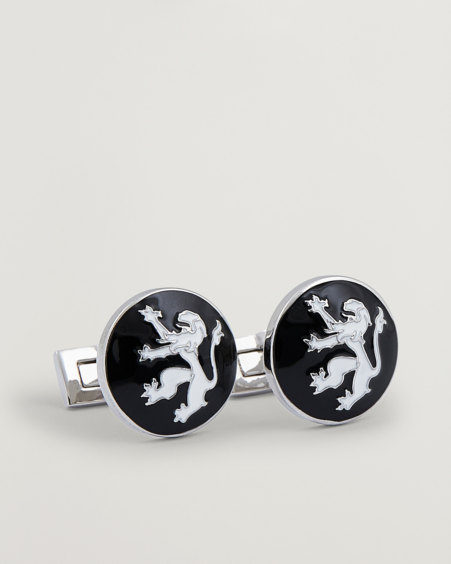 Heren | Skultuna Cuff Links The Lion Silver/Black/White | Skultuna | Cuff Links The Lion Silver/Black/White