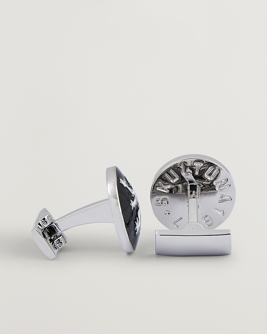 Heren | Skultuna Cuff Links The Lion Silver/Black/White | Skultuna | Cuff Links The Lion Silver/Black/White