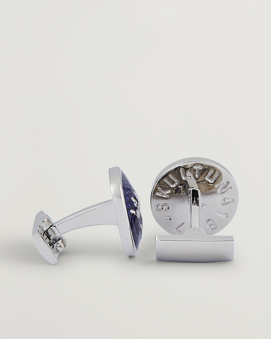 Heren | Skultuna | Skultuna | Cuff Links Tre Kronor Silver/Royal Blue