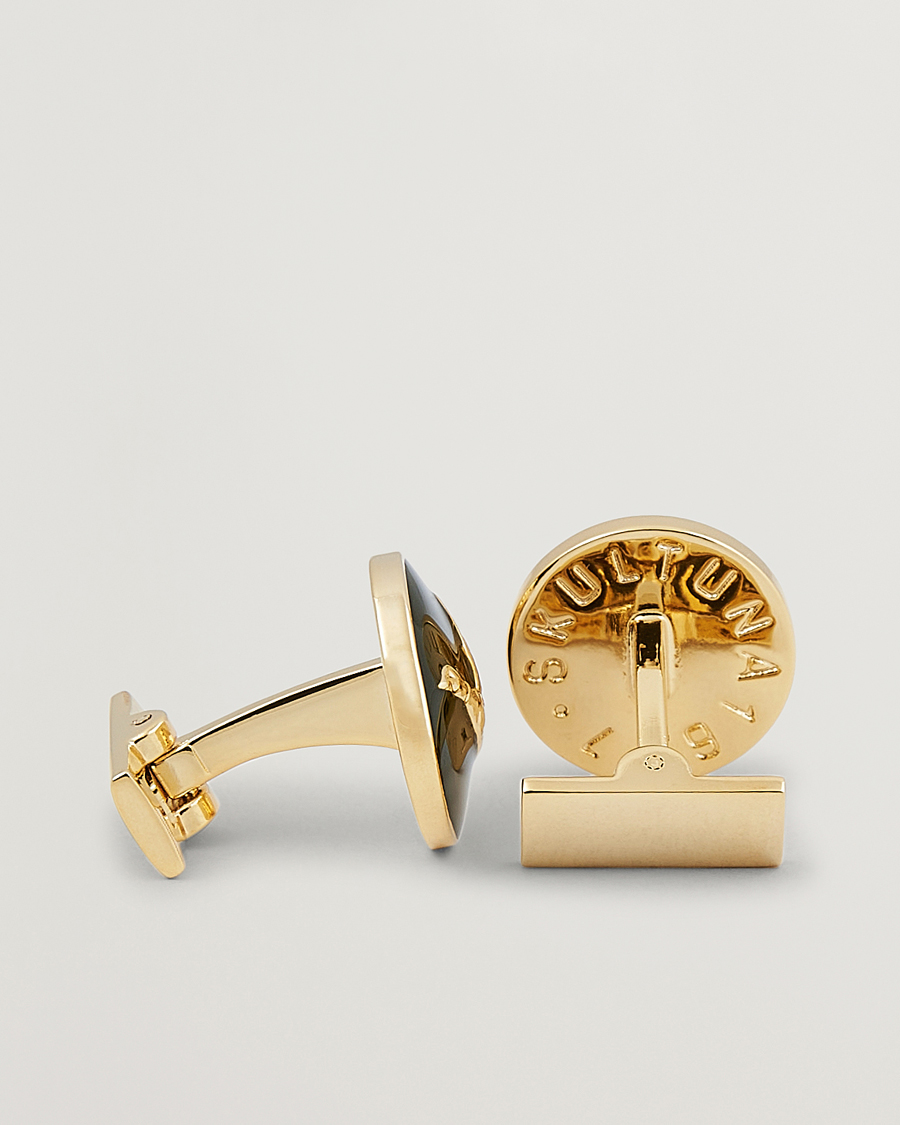 Men | Black Tie | Skultuna | Cuff Links Hunter Flying Duck Gold/Green