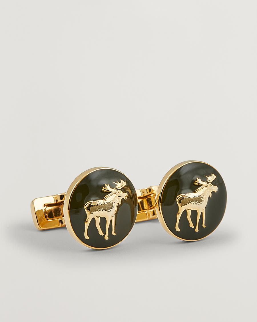 Heren | Skultuna Cuff Links Hunter The Moose Gold/Green | Skultuna | Cuff Links Hunter The Moose Gold/Green