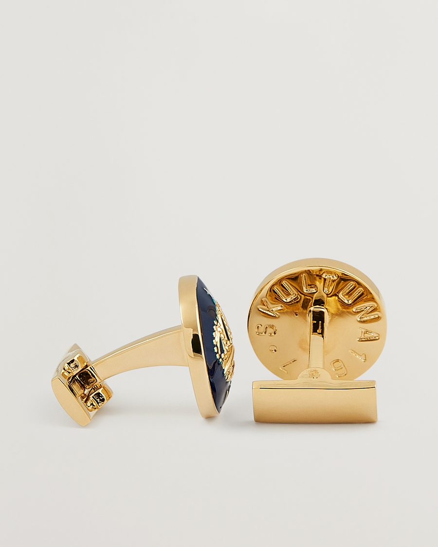 Heren | Manchetknopen | Skultuna | Cuff Links The Crown Gold/Royal Blue