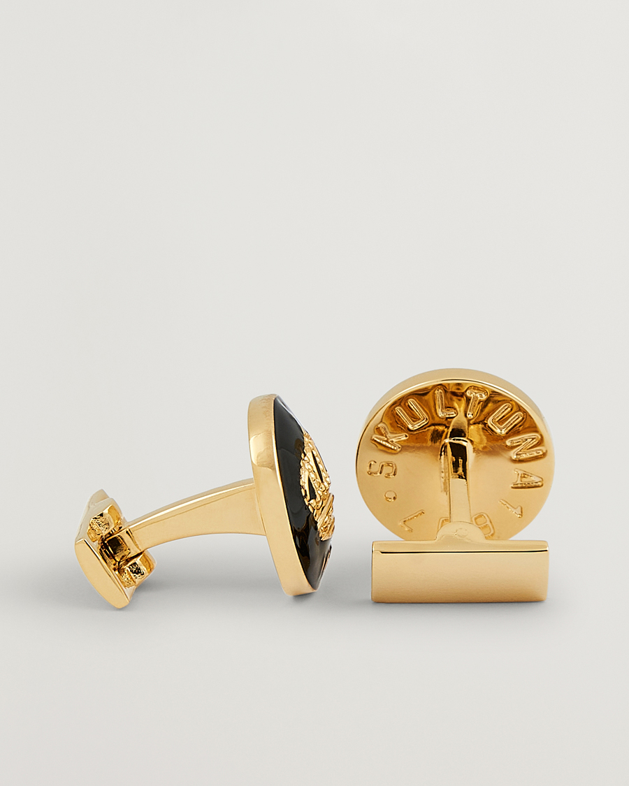 Men | Black Tie | Skultuna | Cuff Links The Crown Gold/Baroque Black