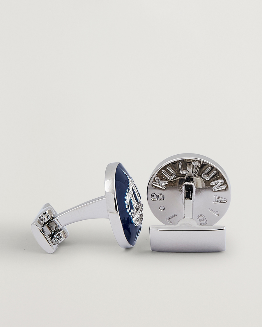 Heren | Accessoires | Skultuna | Cuff Links The Crown Silver/Royal Blue