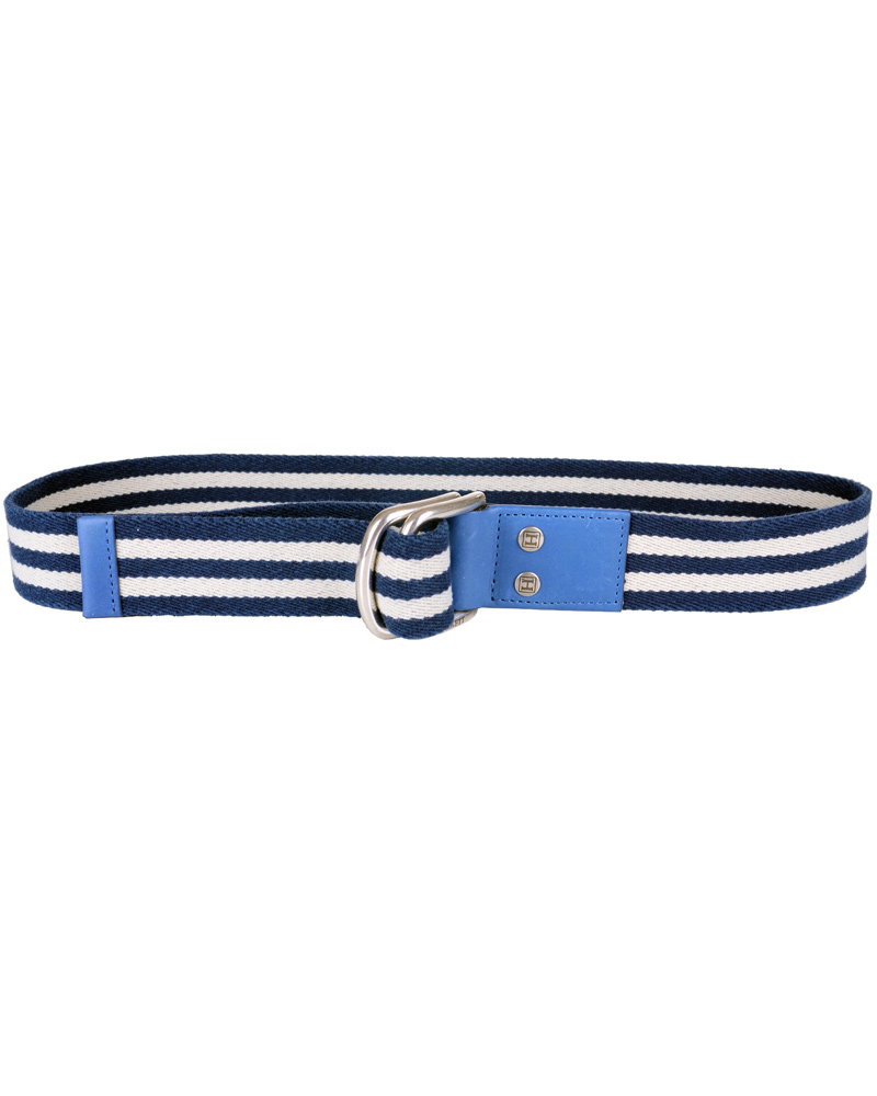 Heren | Hackett Washed D-Ring Belt 4 cm Navy/Ivory | Hackett | Washed D-Ring Belt 4 cm Navy/Ivory