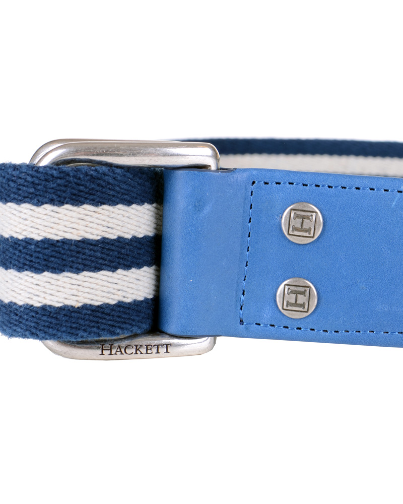 Heren | Hackett Washed D-Ring Belt 4 cm Navy/Ivory | Hackett | Washed D-Ring Belt 4 cm Navy/Ivory