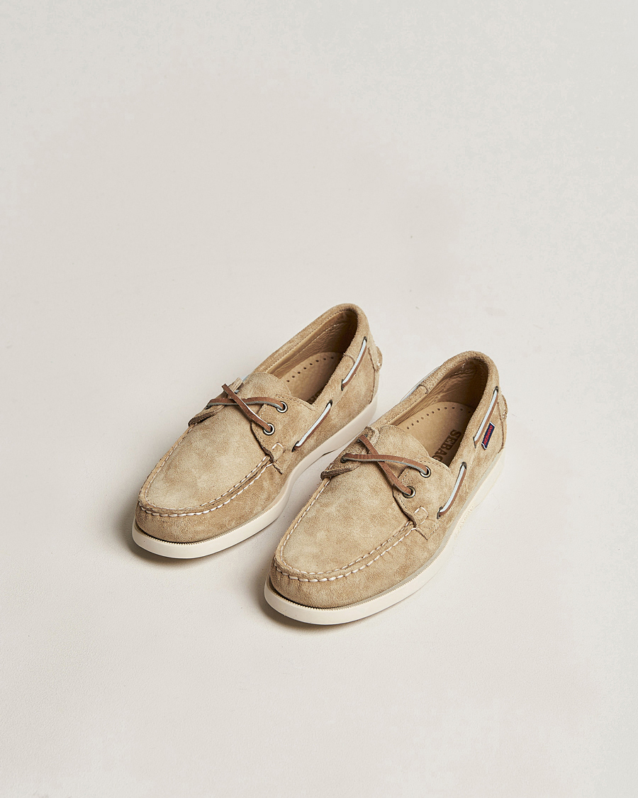 Men | Shoes | Sebago | Docksides Suede Boat Shoe Beige Camel