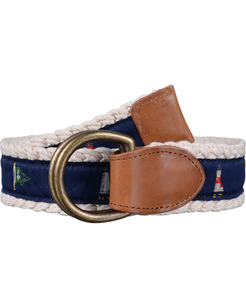 Heren | Polo Ralph Lauren Light House Belt 4 cm Natural/Navy | Polo Ralph Lauren | Light House Belt 4 cm Natural/Navy
