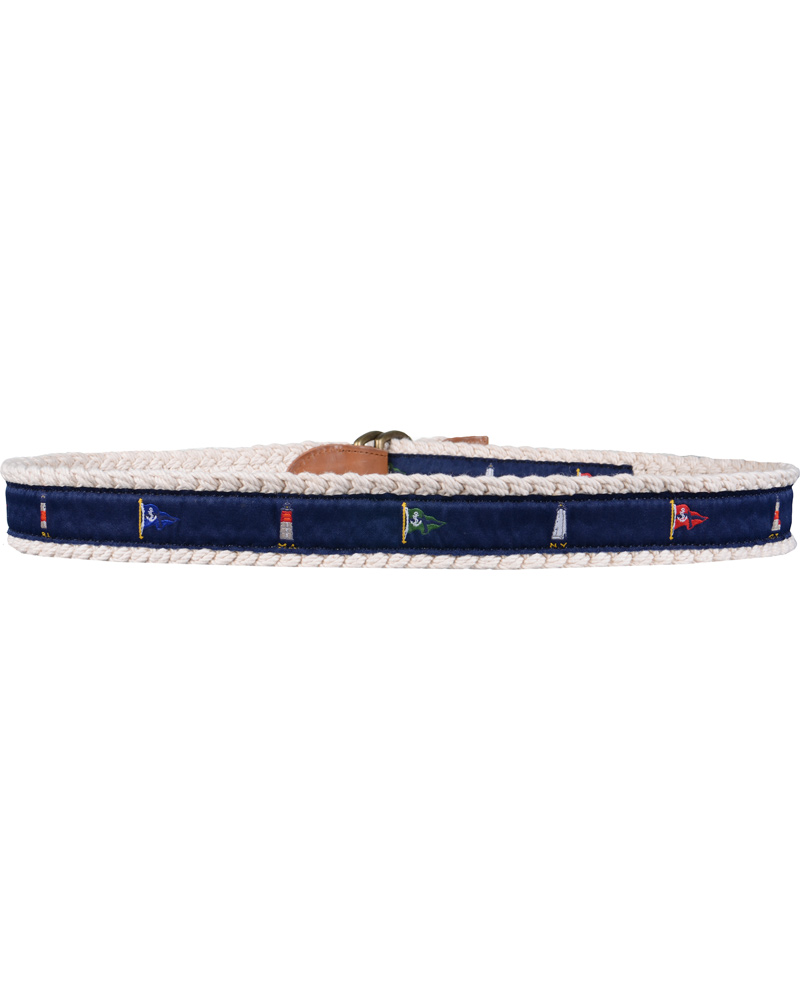Heren | Polo Ralph Lauren Light House Belt 4 cm Natural/Navy | Polo Ralph Lauren | Light House Belt 4 cm Natural/Navy