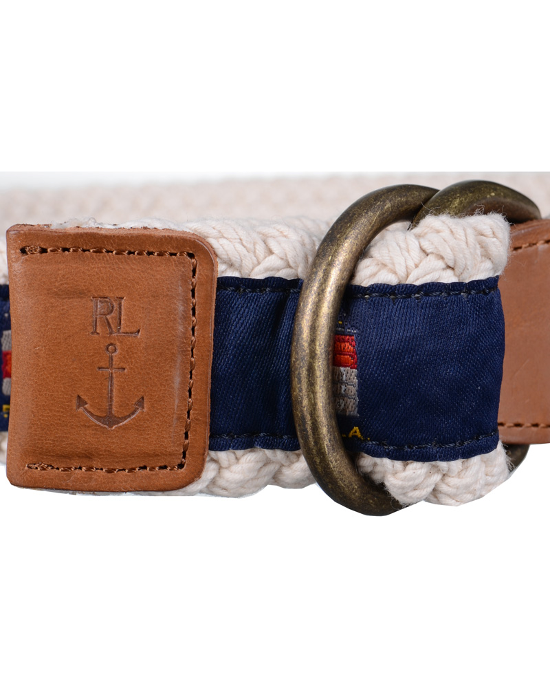 Heren | Polo Ralph Lauren Light House Belt 4 cm Natural/Navy | Polo Ralph Lauren | Light House Belt 4 cm Natural/Navy