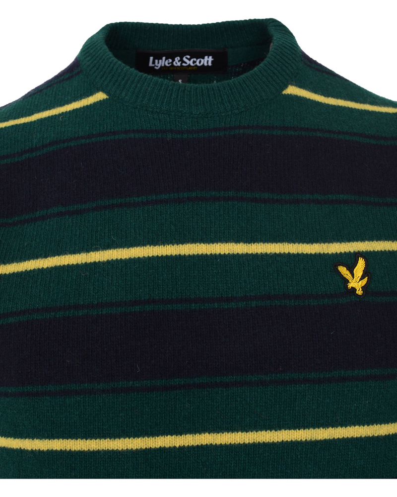 Heren | Truien | Lyle & Scott | Crew Neck Stripe Pullover Scotts Green