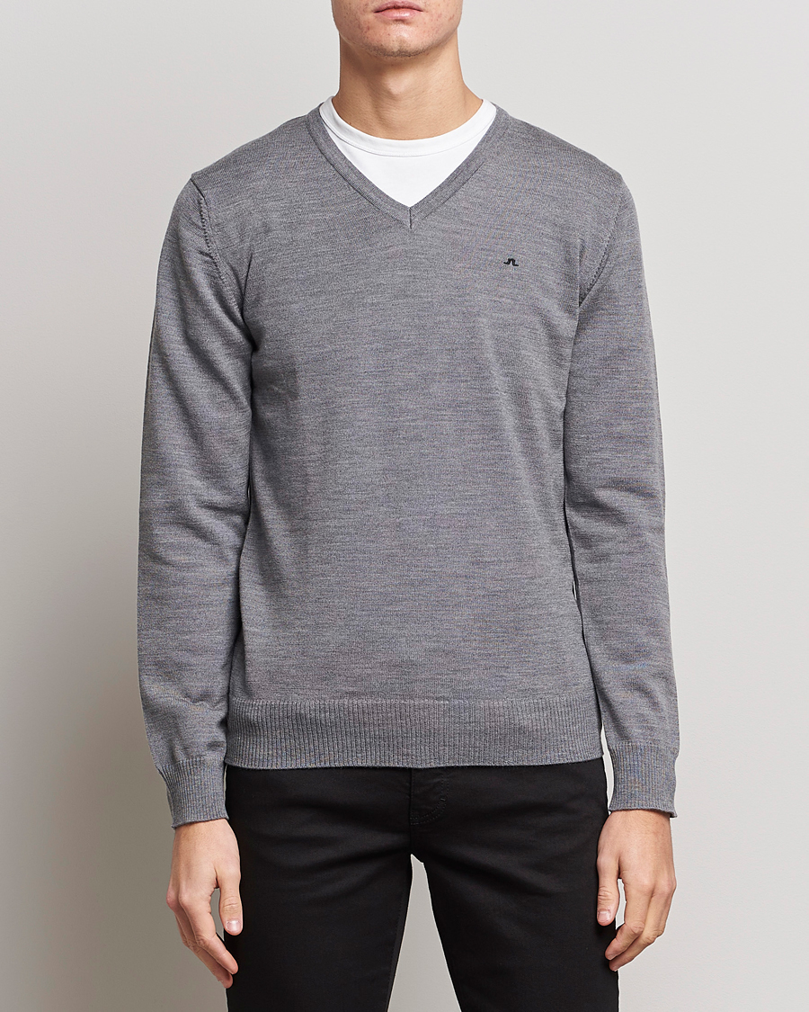 Heren | Truien | J.Lindeberg | Lymann True Merino V-Neck Pullover Grey