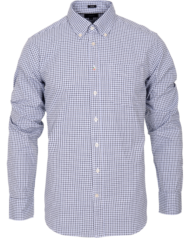 Heren | Overhemden | Boomerang | Trim Fit B.D Twill Check Shirt Cloud Blue