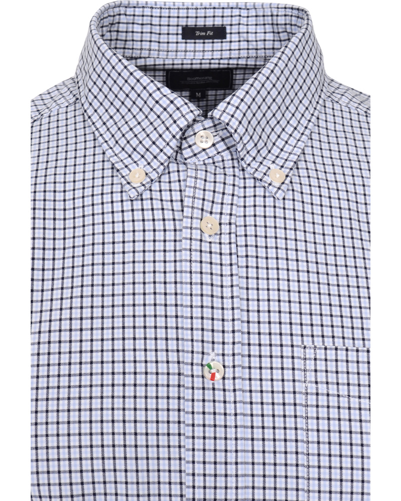 Heren | Overhemden | Boomerang | Trim Fit B.D Twill Check Shirt Cloud Blue