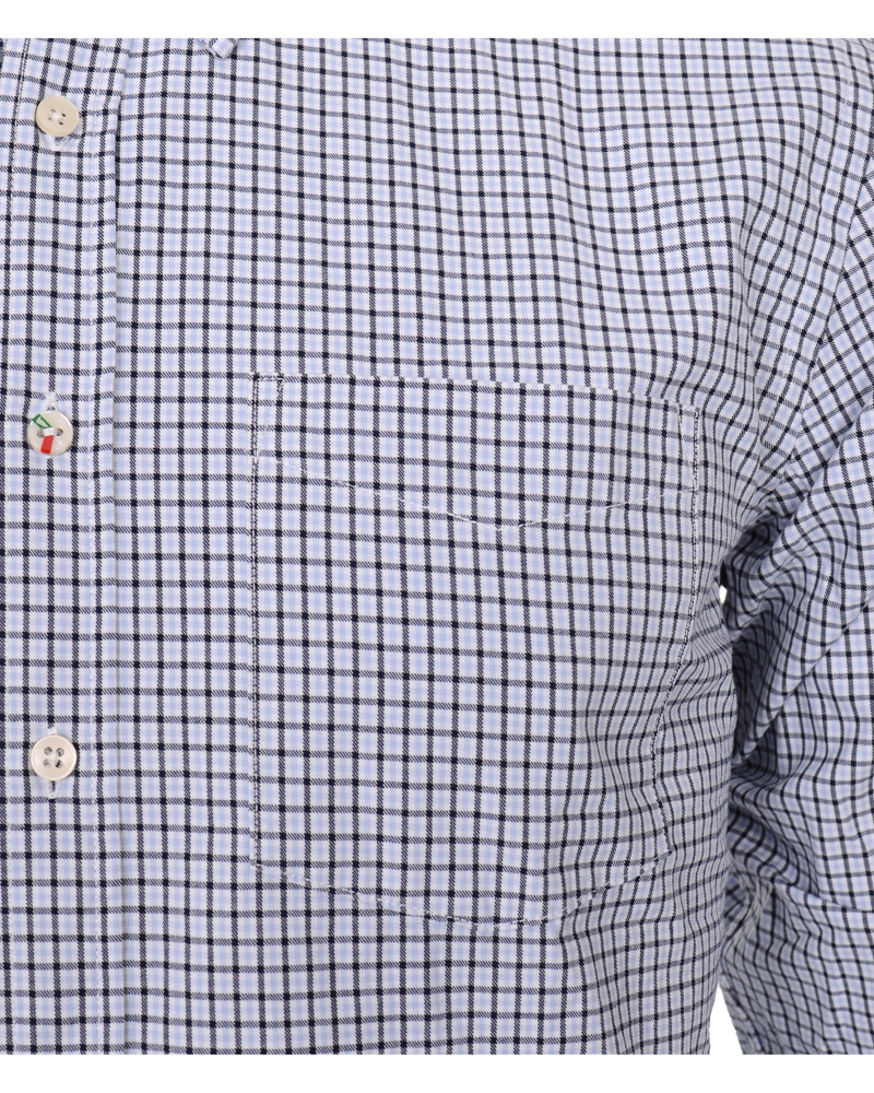 Heren | Overhemden | Boomerang | Trim Fit B.D Twill Check Shirt Cloud Blue