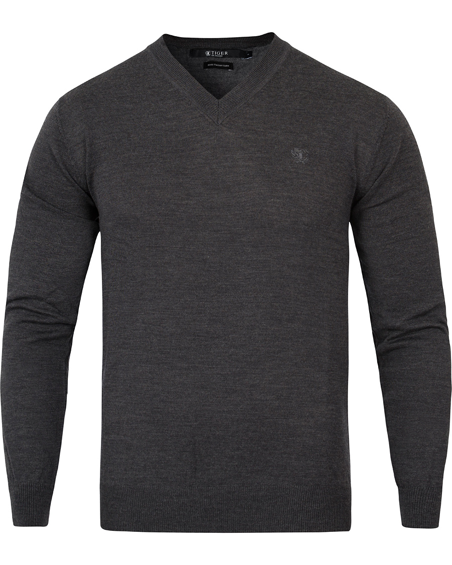 Heren | Truien | Tiger of Sweden | Harvard V-Neck Pullover Dark Grey