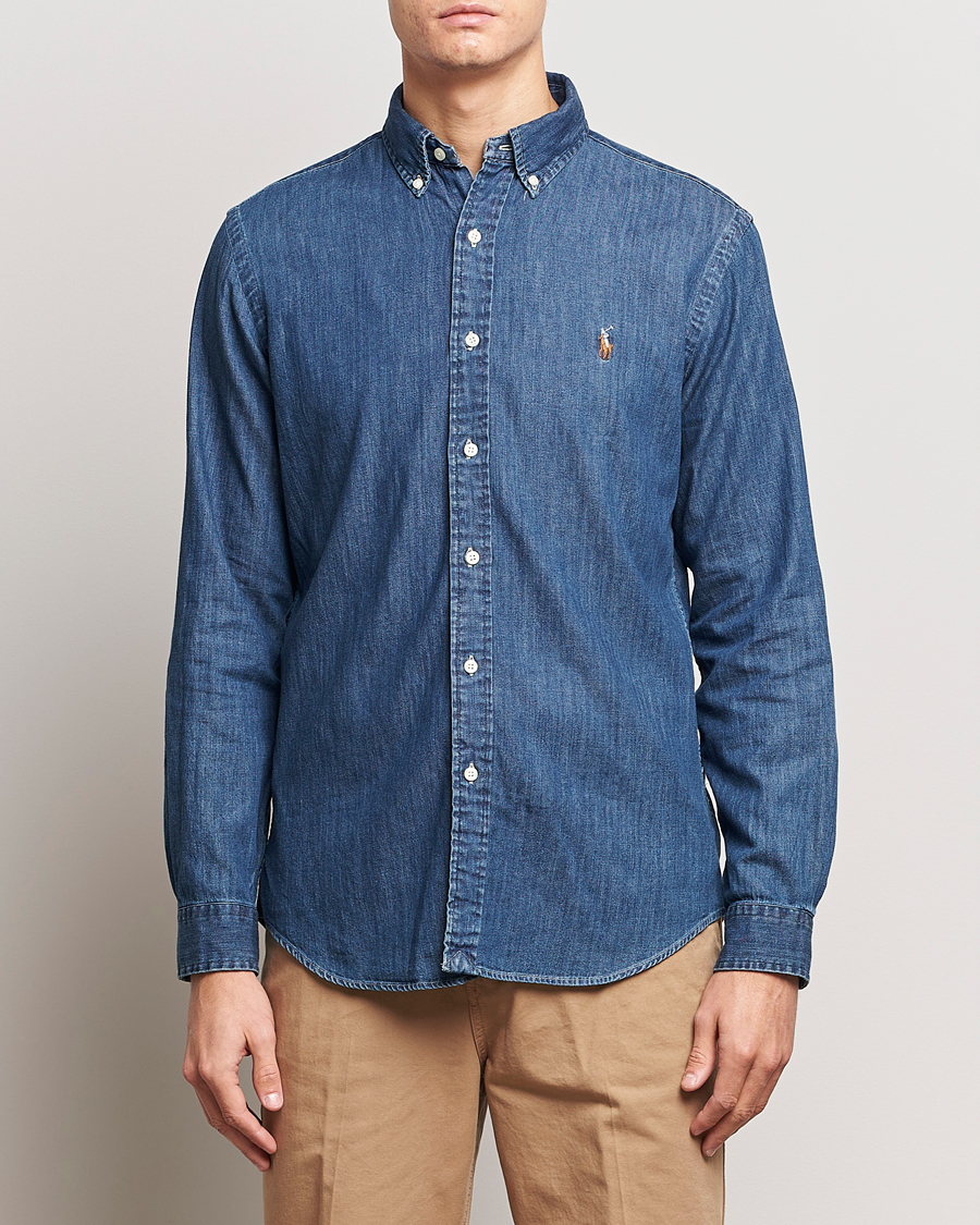 Heren | Casual | Polo Ralph Lauren | Custom Fit Shirt Denim Dark Wash