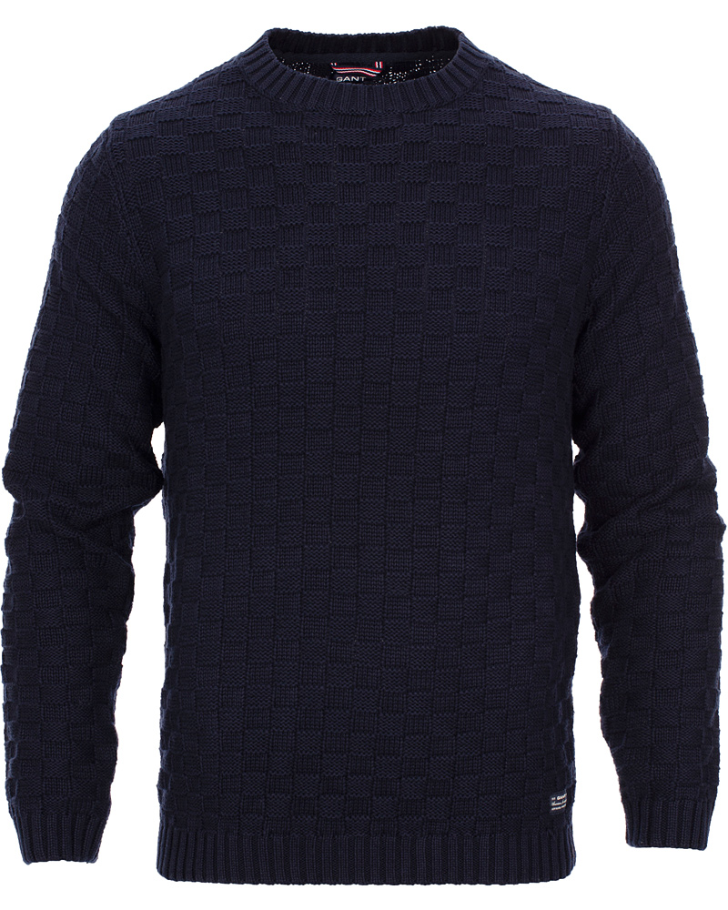 Heren | Truien | GANT | Cotton Basket Knit Crew Sweater Blue Iris
