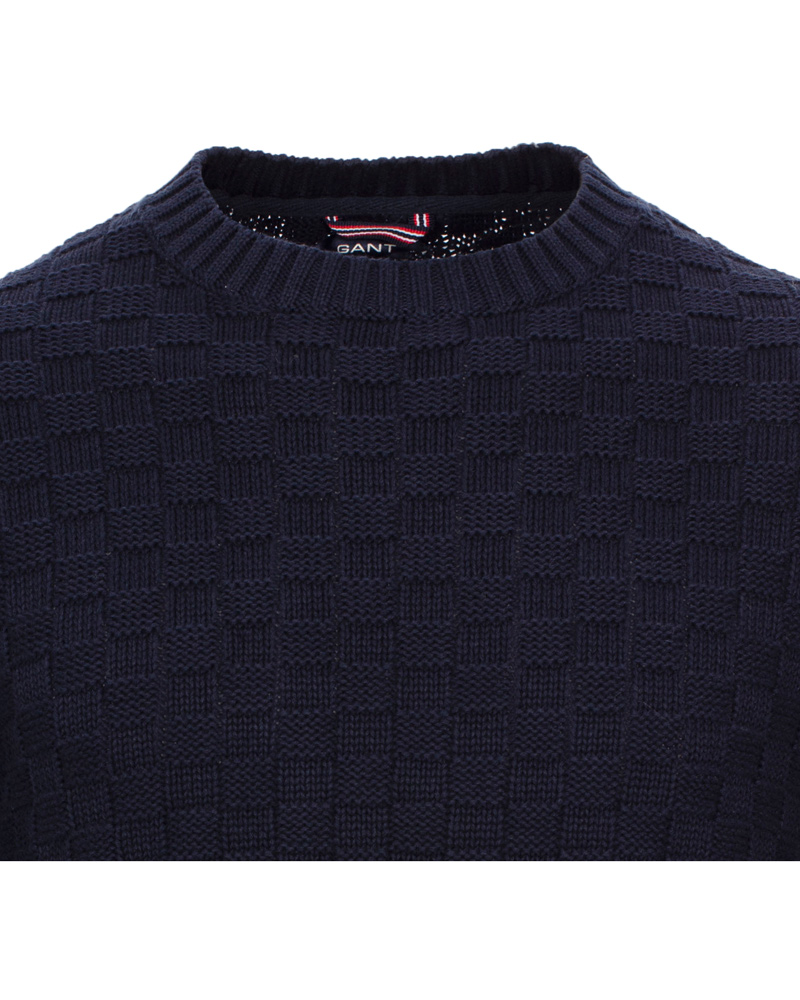 Heren | Truien | GANT | Cotton Basket Knit Crew Sweater Blue Iris