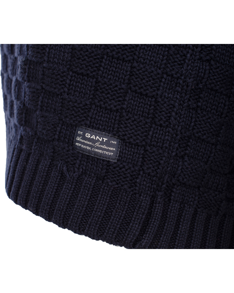 Heren | Truien | GANT | Cotton Basket Knit Crew Sweater Blue Iris