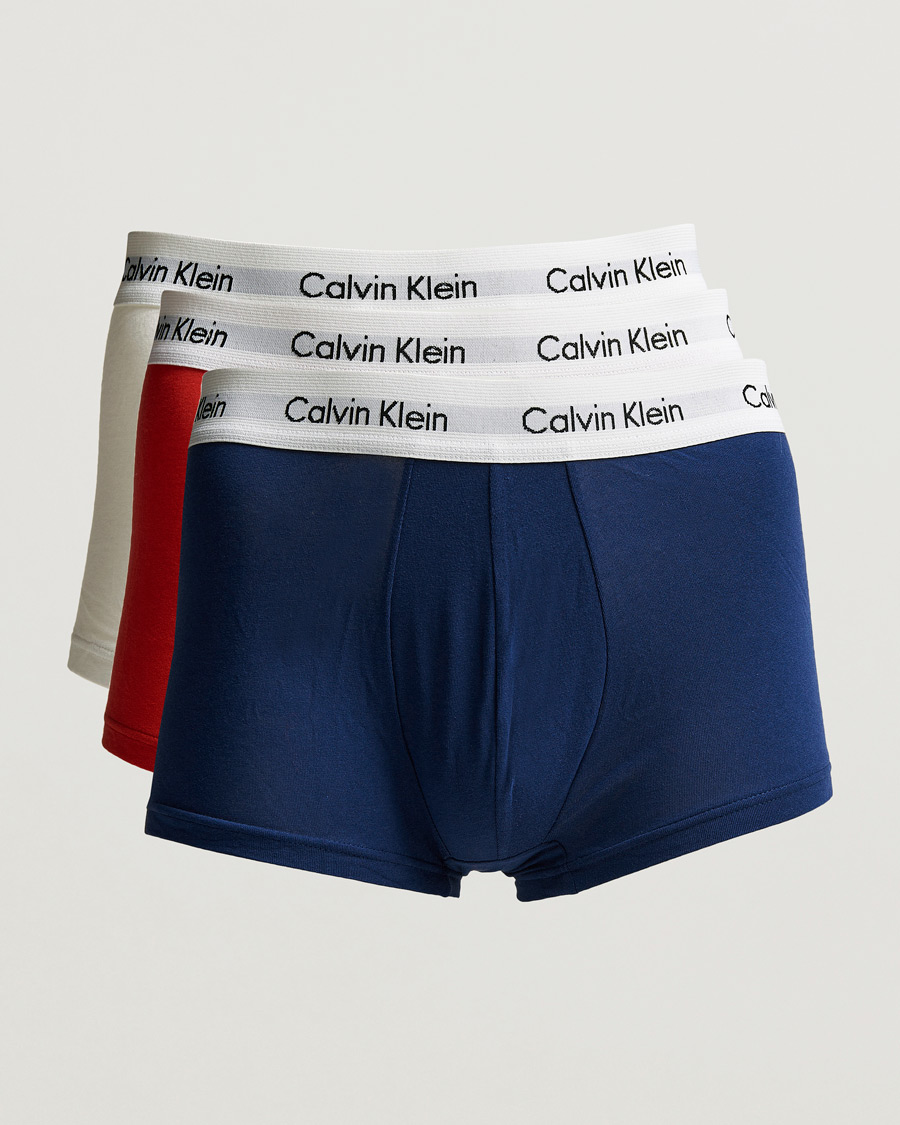 Heren |  | Calvin Klein | Cotton Stretch Low Rise Trunk 3-pack Red/Blue/White