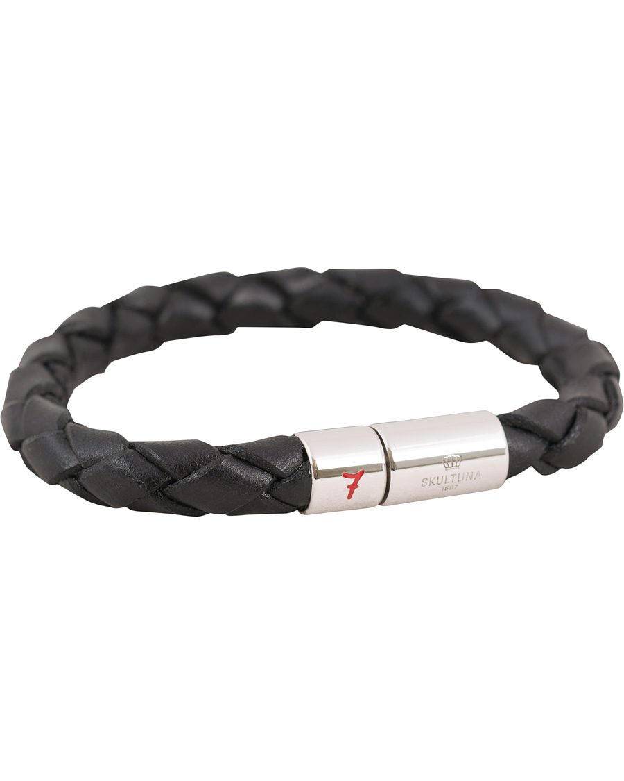 Heren | Skultuna Leather Bracelet Plaited 7 by Lino Ieluzzi Black M - 20cm | Skultuna | Leather Bracelet Plaited 7 by Lino Ieluzzi Black M - 20cm