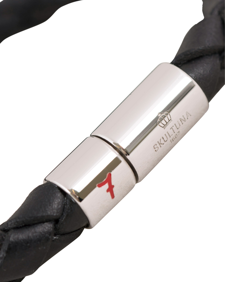 Heren | Skultuna Leather Bracelet Plaited 7 by Lino Ieluzzi Black M - 20cm | Skultuna | Leather Bracelet Plaited 7 by Lino Ieluzzi Black M - 20cm